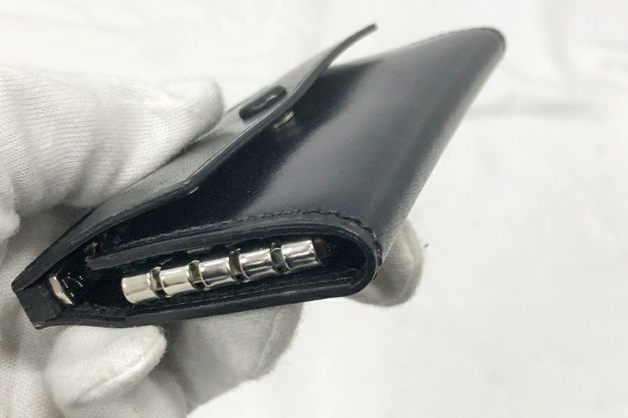 送料無料】◇万双 厚コバ キーケース ブラック レザー